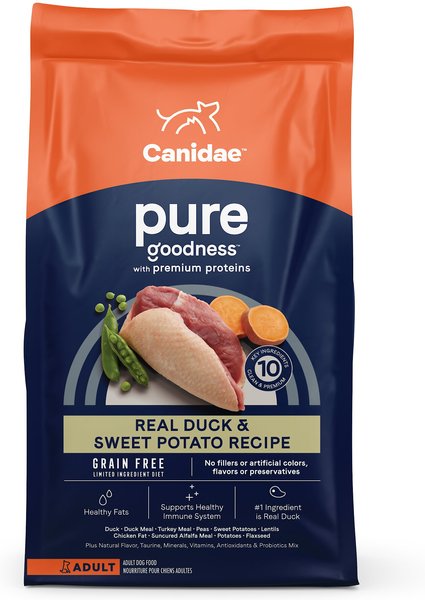 CANIDAE Grain-Free PURE Limited Ingredient Duck & Sweet Potato Recipe Dry Dog Food, 12-lb bag - Chewy.com