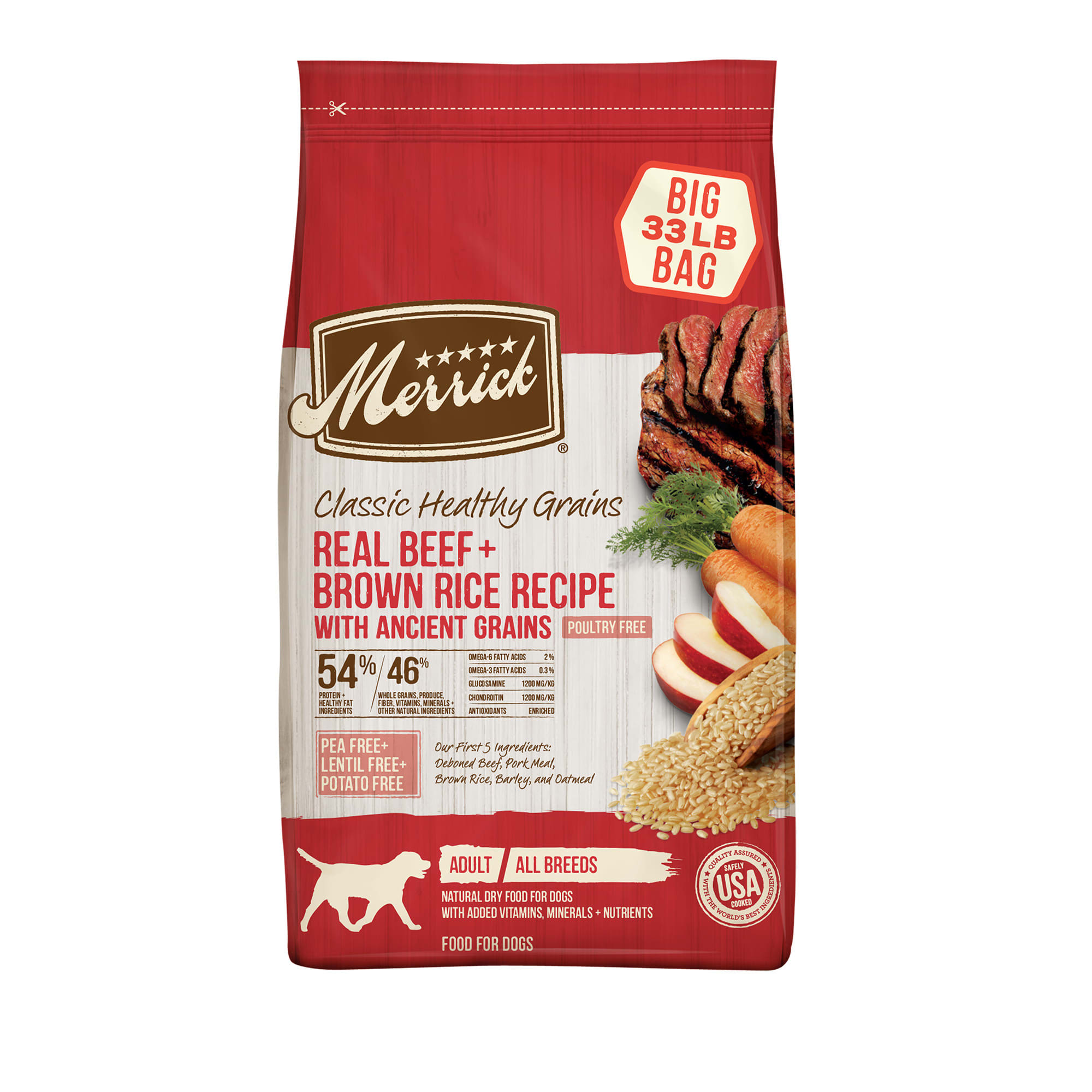 Merrick Classic Healthy Grains Real Beef & Brown Rice Recipe with Ancient Grains Dry Dog Food, 33 lbs. | Petco