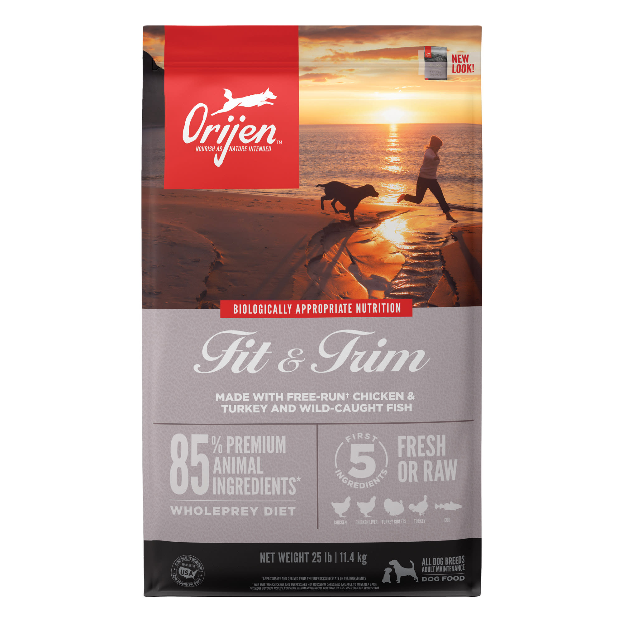 ORIJEN Fit & Trim Grain Free Support Healthy Weight High Protein Fresh & Raw Animal Ingredients Dry Dog Food, 25 lbs. | Petco