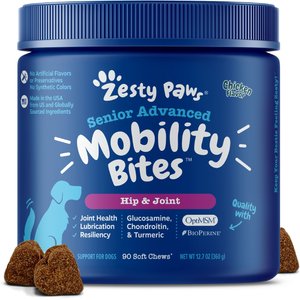 ZESTY PAWS Senior Advanced 11-in-1 Bites Chicken Flavored Soft Chews Multivitamin for Senior Dogs, 180 count - Chewy.com