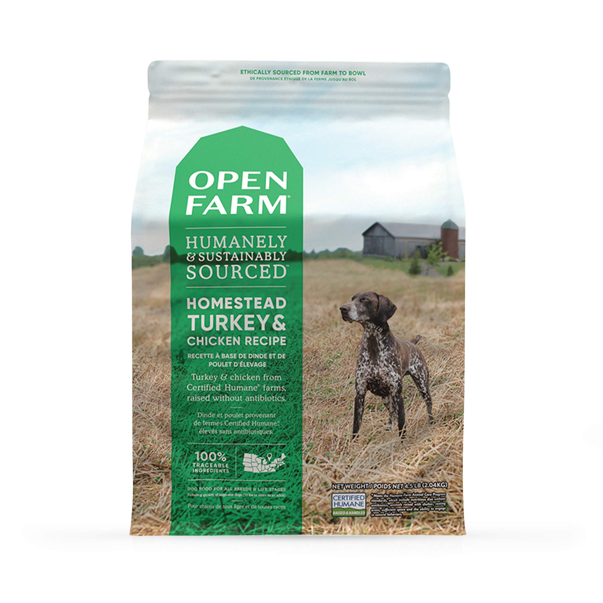 Amazon.com: Open Farm Homestead Turkey and Chicken Grain-Free Dry Dog Food, 100% Certified Humane Poultry Recipe with Non-GMO Superfoods and No Artificial Flavors or Preservatives, 4.5 lbs : Pet Supplies