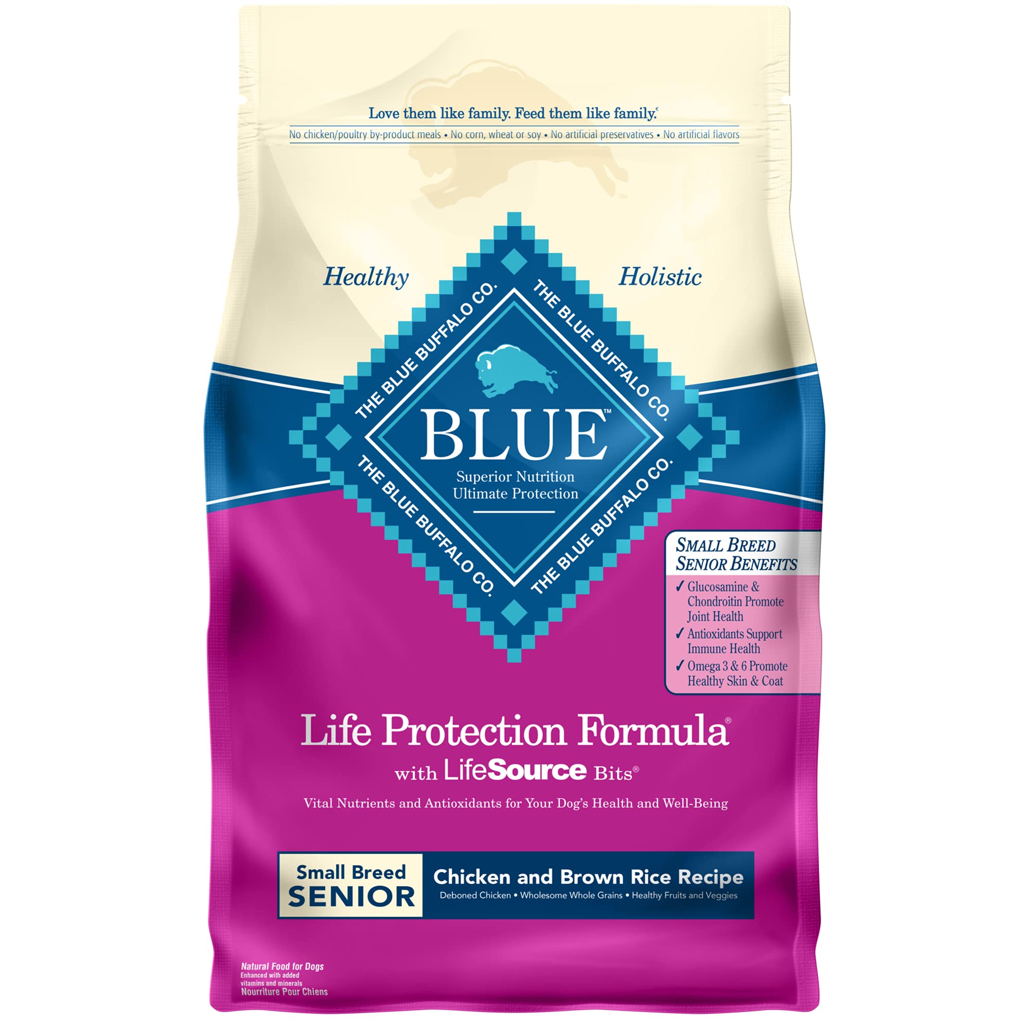 Amazon.com: Blue Buffalo Life Protection Formula Natural Senior Small Breed Dry Dog Food, Chicken and Brown Rice 6-Lb : Pet Supplies
