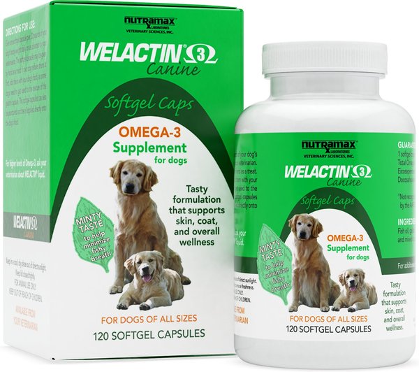 NUTRAMAX Welactin Omega-3 Softgels Skin & Coat Supplement for Dogs, 120 count - Chewy.com