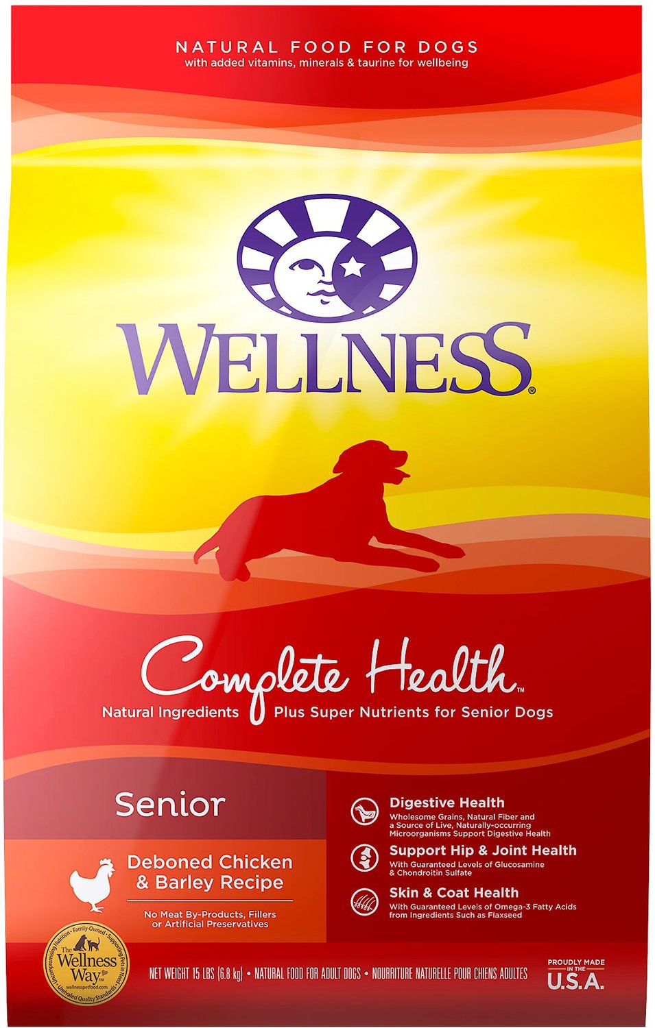 WELLNESS Complete Health Senior Deboned Chicken & Barley Recipe Dry Dog Food, 5-lb bag - Chewy.com