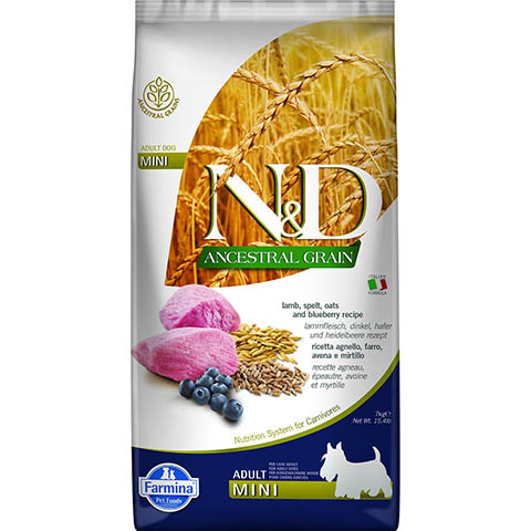 Farmina N&D Ancestral Grain Lamb & Blueberry Mini Breed Food