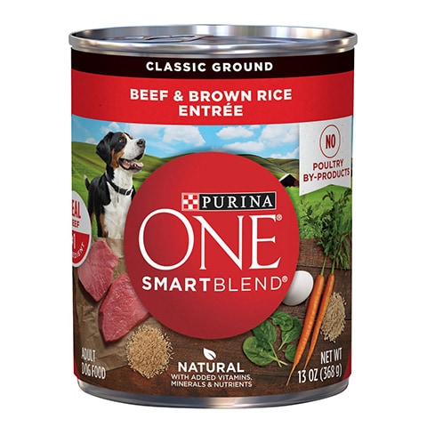 Purina One SmartBlend Classic Ground Beef And Brown Rice Canned Food