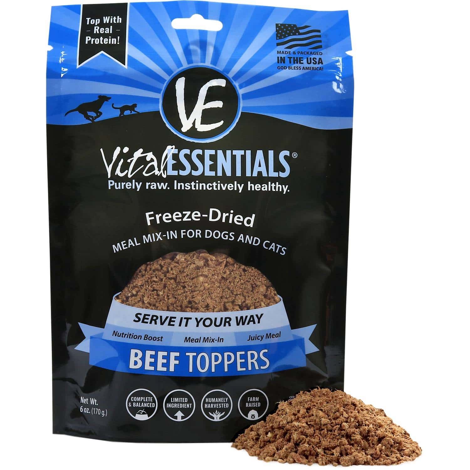 Vital Essentials Beef Freeze-Dried Raw Grain-Free Dog & Cat Food Topper (1)