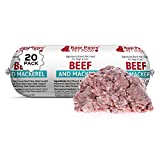 Raw Paws Pet Raw Frozen Dog Food & Cat Food, Beef & Wild-Caught Mackerel Recipe, 1-lb Rolls (20 Pack) - Freshly Made in USA Natural Beef & Fish Dog Food & Cat Food - Mackerel for Dogs - Raw Cat Food