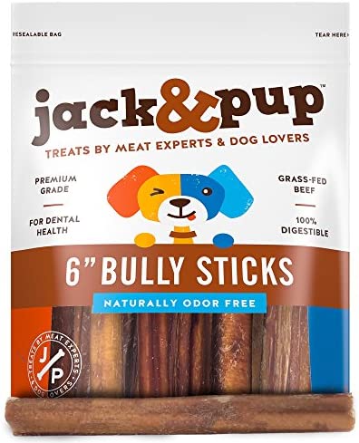 Amazon.com : Jack&Pup 6 Inch Bully Sticks for Medium Dogs, Dog Bully Sticks for Small Dogs-6" Bully Sticks for Puppies Natural Bully Sticks Odor Free Premium Long Lasting Dog Chews, Beef Bully