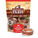 Natural Farm Odor Free Bully Sticks Ring Shaped, 3-4-Inch (10 Units) - 100% Beef Chews for More Engagement & Fun, Grass-Fed, Non-GMO, Fully Digestible - Best for Small & Medium Chewers