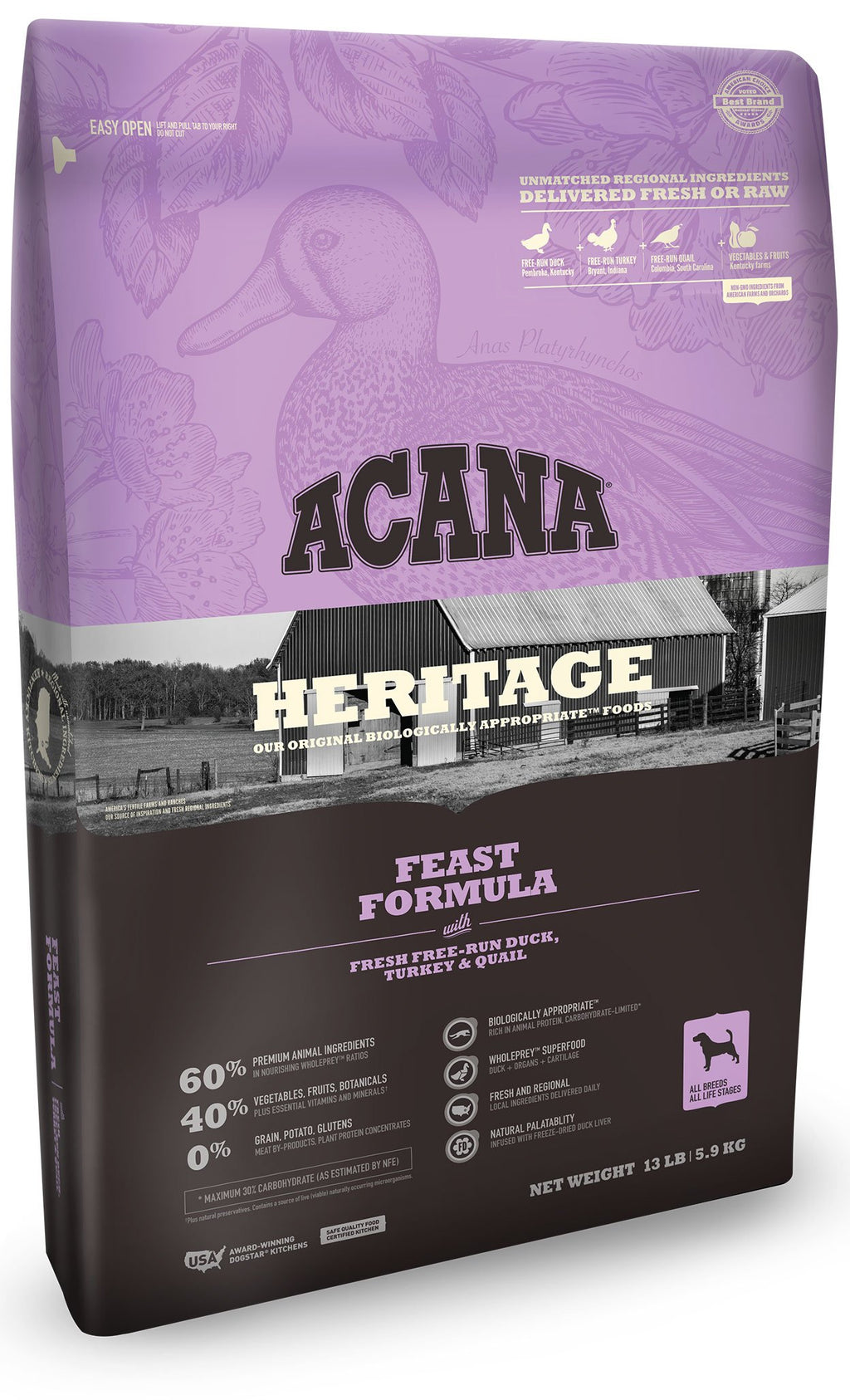 ACANA Heritage Feast Dry Dog Food, 25 lb – Pets by Nature