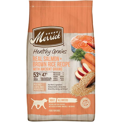 Merrick Healthy Grains Real Salmon & Brown Rice with Ancient Grains Dog Food Recipe