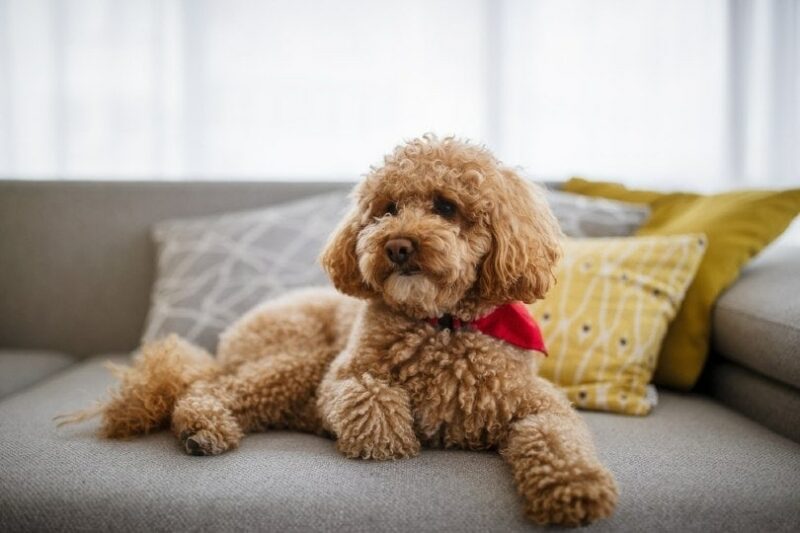 brown toy poodle at home